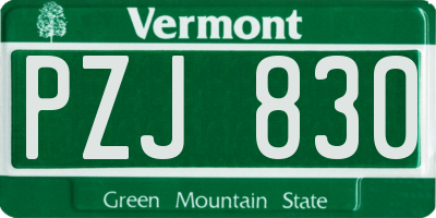 VT license plate PZJ830