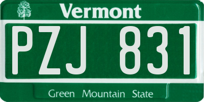 VT license plate PZJ831