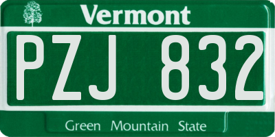 VT license plate PZJ832