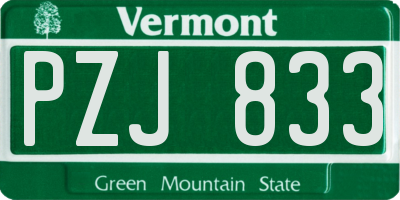 VT license plate PZJ833