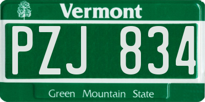 VT license plate PZJ834