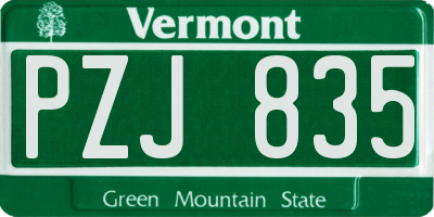 VT license plate PZJ835