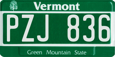 VT license plate PZJ836