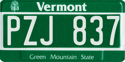 VT license plate PZJ837