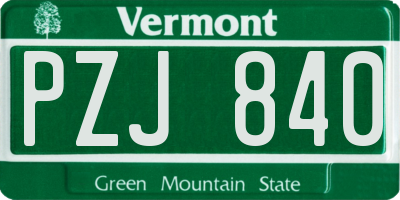 VT license plate PZJ840