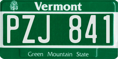 VT license plate PZJ841