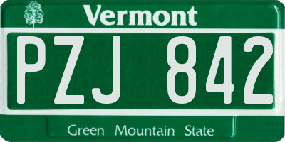 VT license plate PZJ842