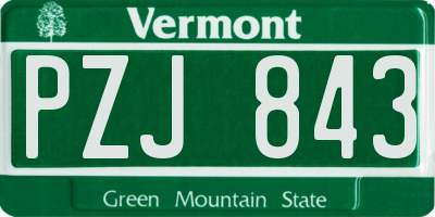 VT license plate PZJ843