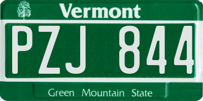 VT license plate PZJ844