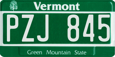 VT license plate PZJ845