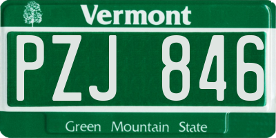 VT license plate PZJ846