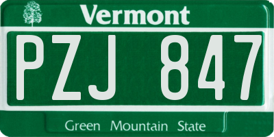 VT license plate PZJ847