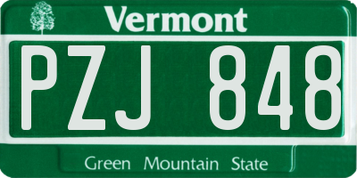 VT license plate PZJ848