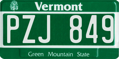 VT license plate PZJ849
