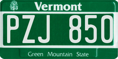 VT license plate PZJ850