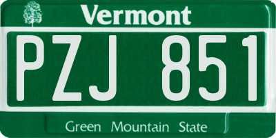 VT license plate PZJ851