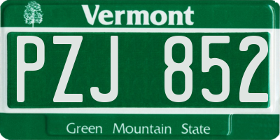 VT license plate PZJ852