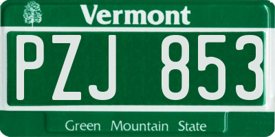 VT license plate PZJ853