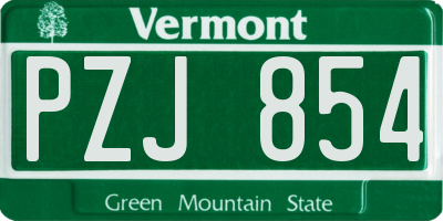 VT license plate PZJ854