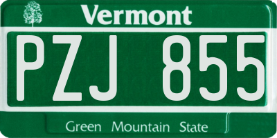 VT license plate PZJ855