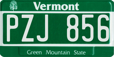 VT license plate PZJ856