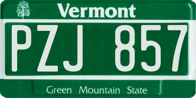 VT license plate PZJ857