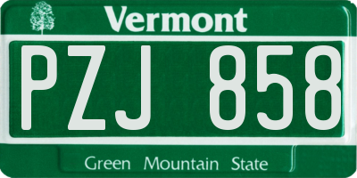 VT license plate PZJ858