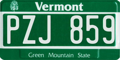 VT license plate PZJ859