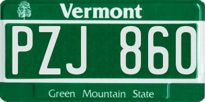 VT license plate PZJ860
