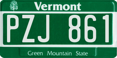 VT license plate PZJ861