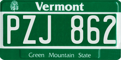VT license plate PZJ862