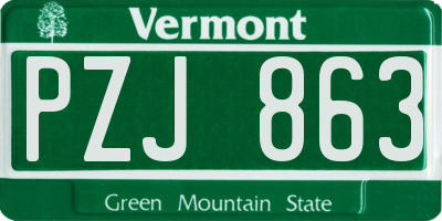 VT license plate PZJ863