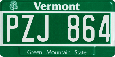 VT license plate PZJ864
