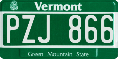 VT license plate PZJ866