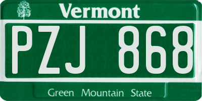 VT license plate PZJ868