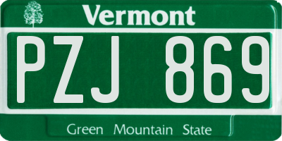 VT license plate PZJ869