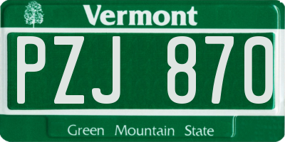 VT license plate PZJ870