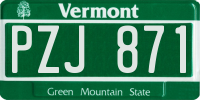 VT license plate PZJ871