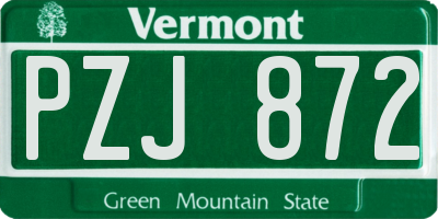 VT license plate PZJ872