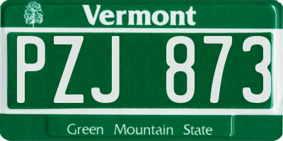 VT license plate PZJ873