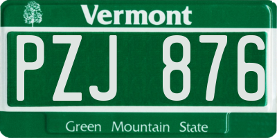 VT license plate PZJ876