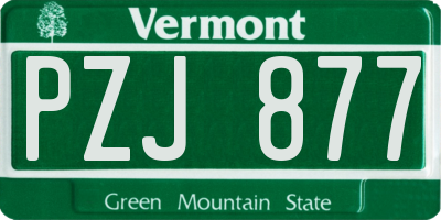 VT license plate PZJ877