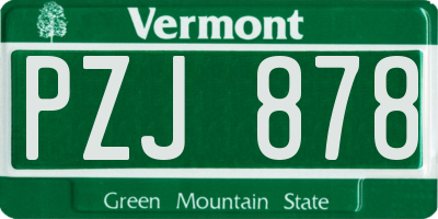 VT license plate PZJ878