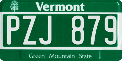 VT license plate PZJ879