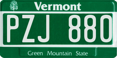 VT license plate PZJ880
