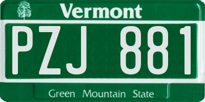 VT license plate PZJ881