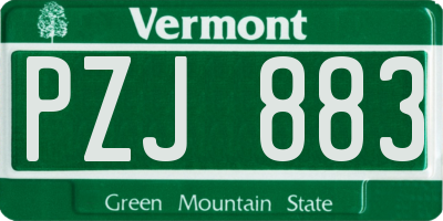 VT license plate PZJ883