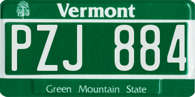 VT license plate PZJ884