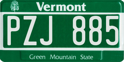 VT license plate PZJ885