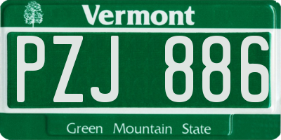VT license plate PZJ886